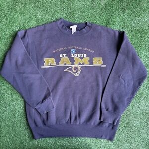 Vintage St Louis Rams‎ Sweatshirt Mens Medium Navy Blue Lee Sports Pullover NFL